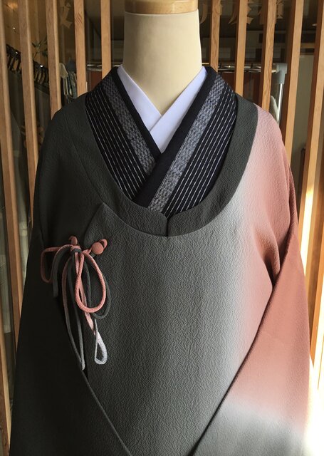 三本賢 コート 正絹 墨流し 衿付け替え可能 着物 U-135 【公式通販】