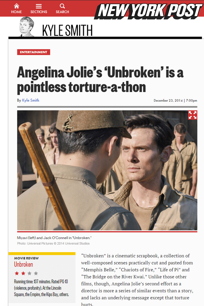 Angelina Jolie��s ��Unbroken�� is a pointless torture a thon
