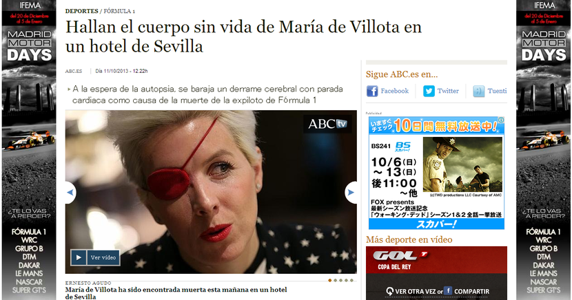 Maria de Villota en un hotel de Sevilla
