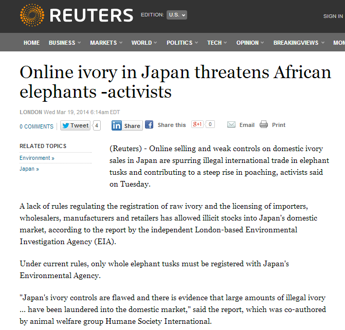 Online ivory in Japan Reuters