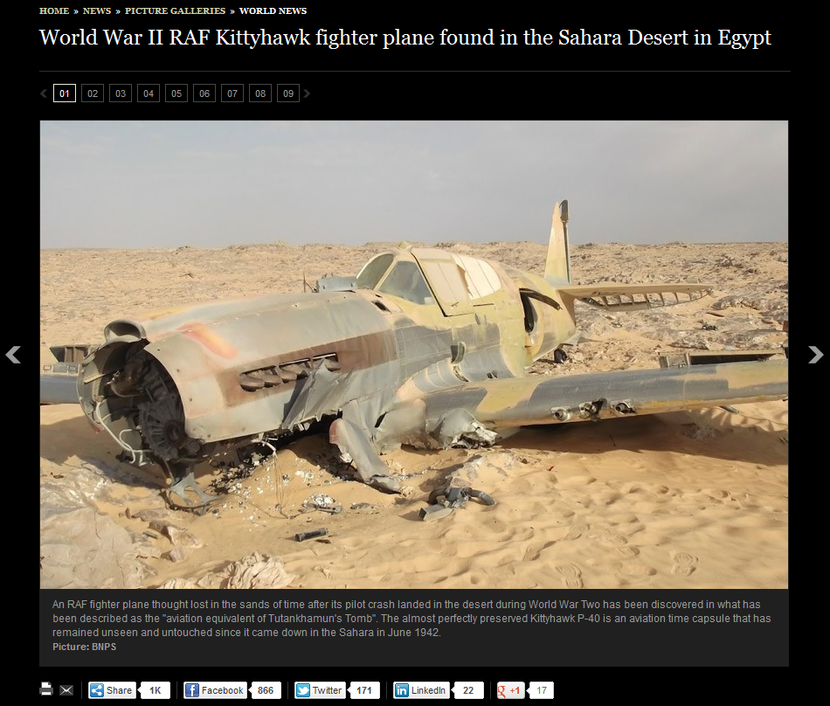 World War II RAF Kittyhawk fighter plane