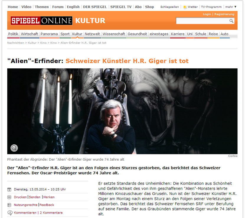  Giger ist tot   SPIEGEL ONLINE