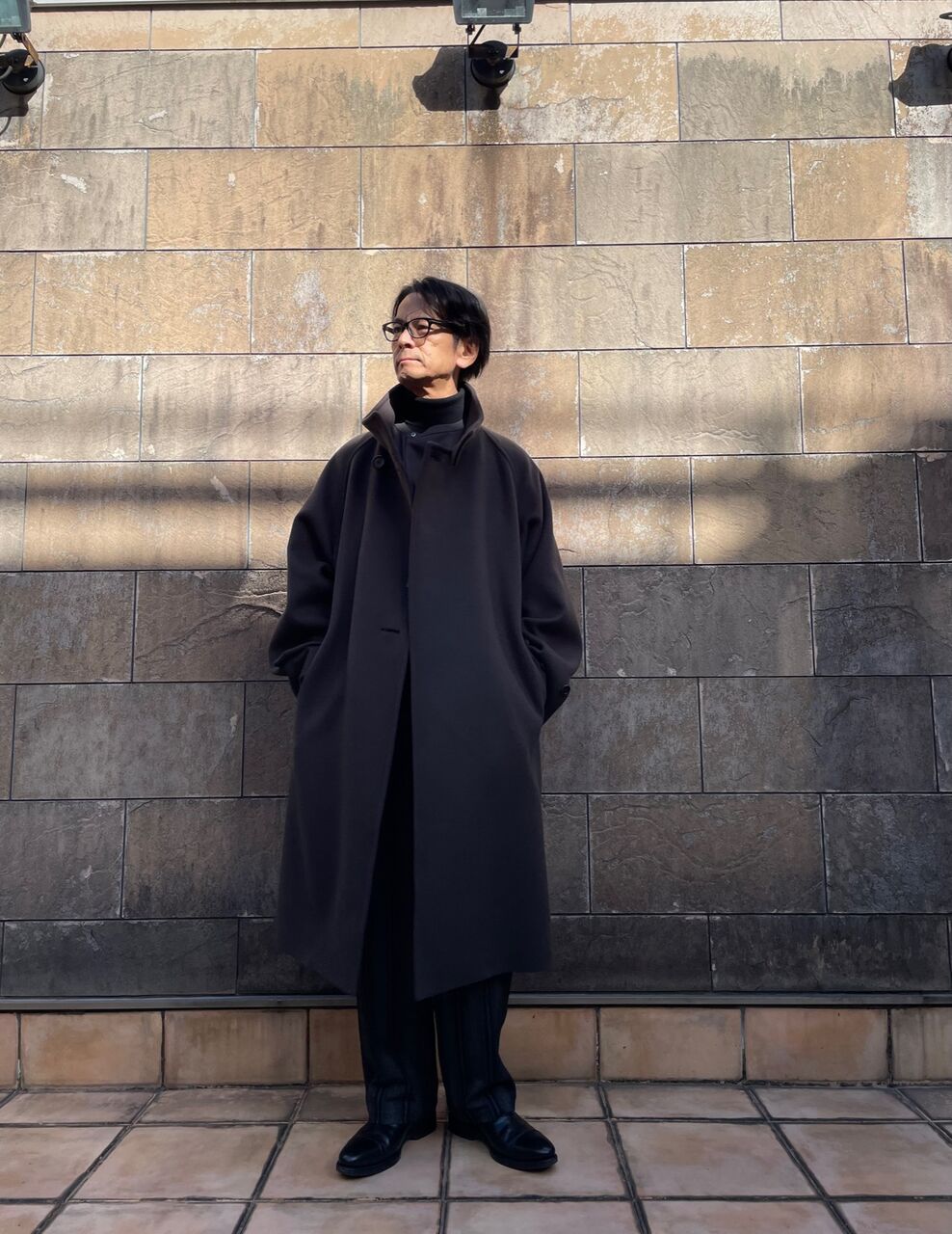 RAINMAKER(レインメーカー) STAND COLLAR BELTED COAT / SEPIA