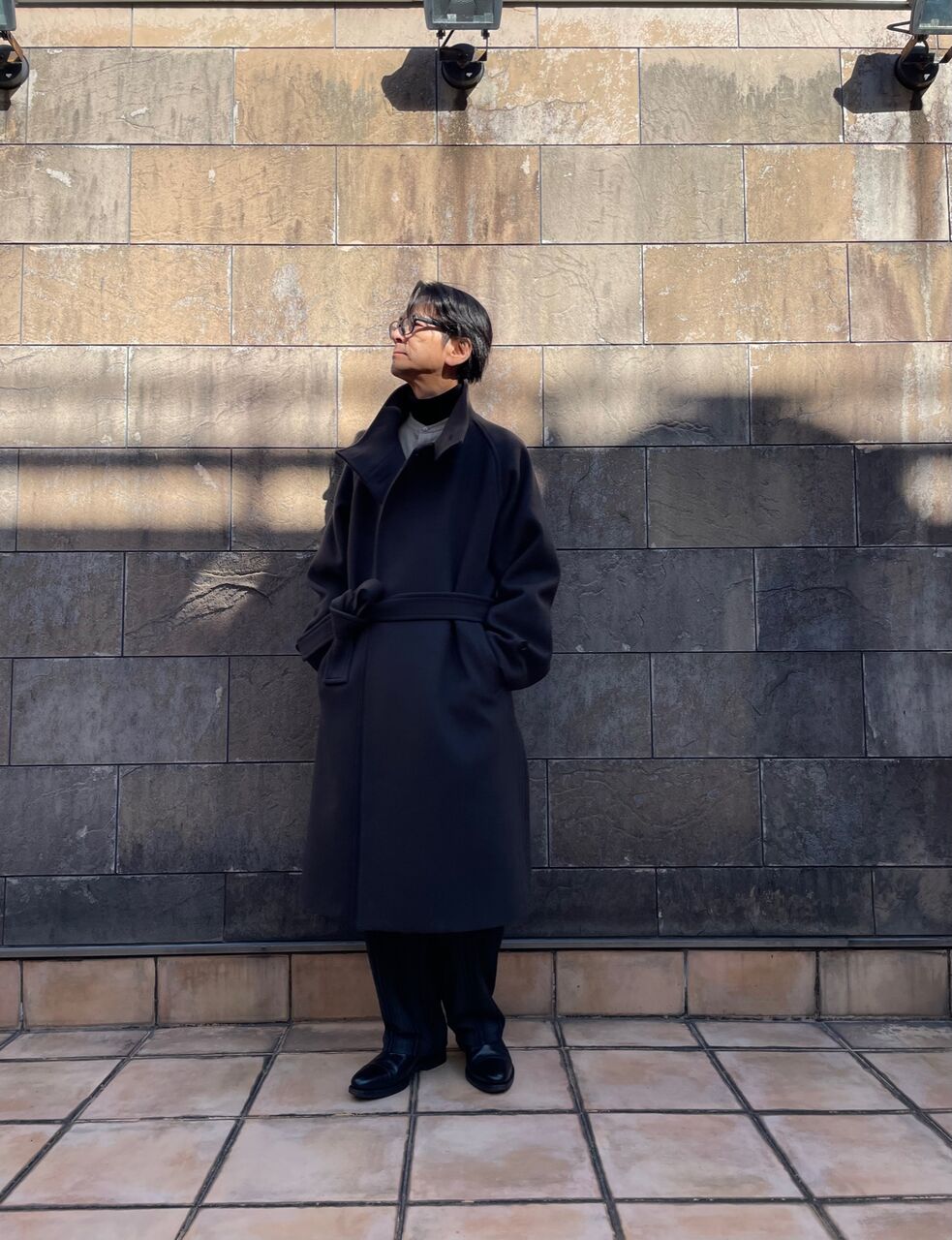 RAINMAKER(レインメーカー) STAND COLLAR BELTED COAT / SEPIA