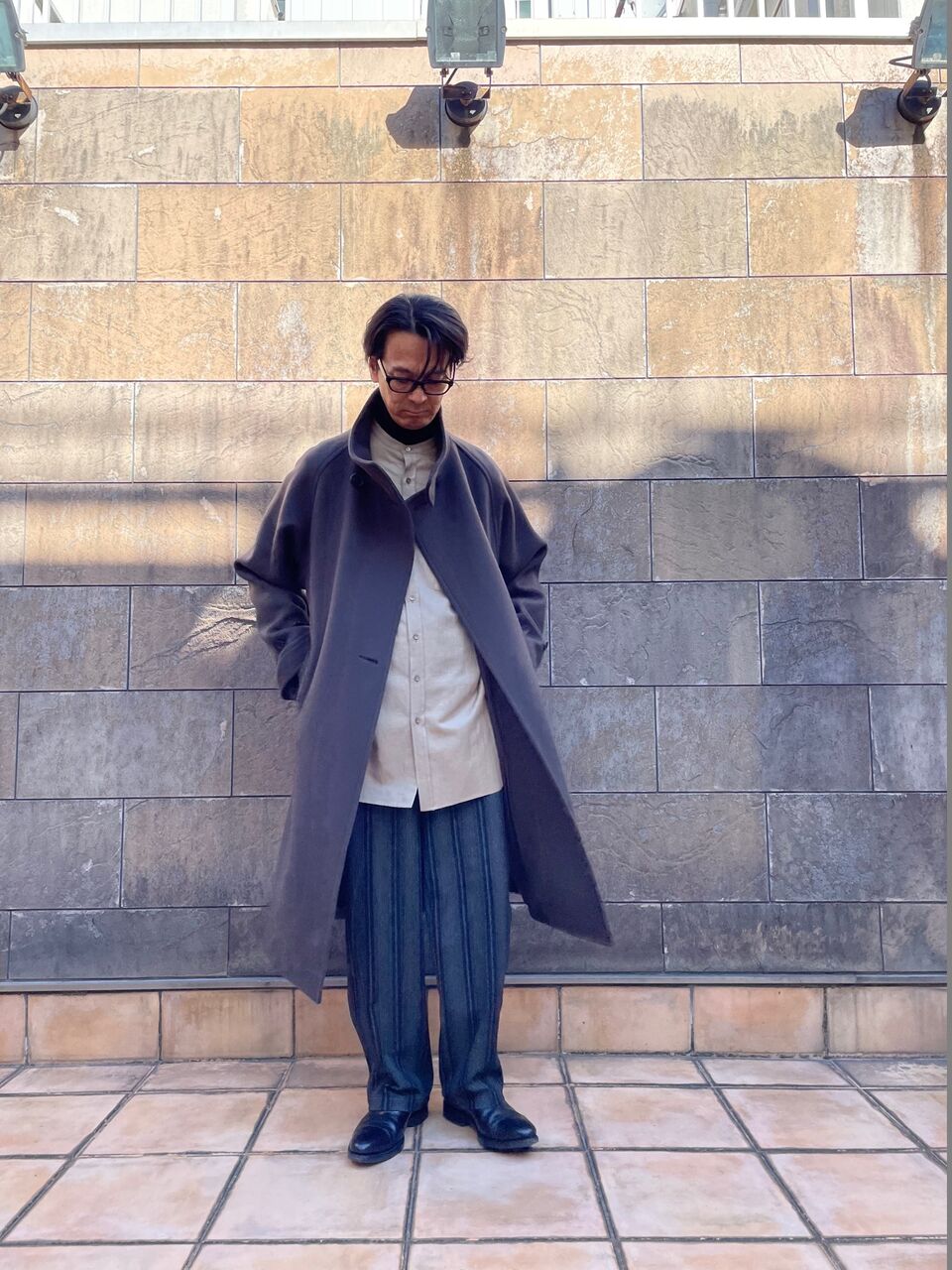 RAINMAKER(レインメーカー) STAND COLLAR BELTED COAT / SEPIA