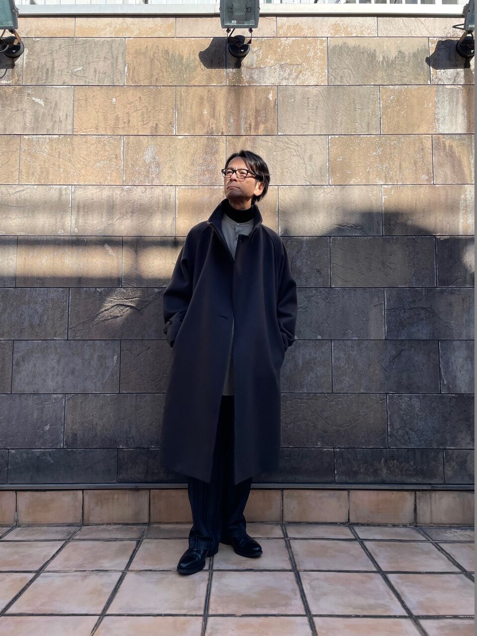 RAINMAKER(レインメーカー) STAND COLLAR BELTED COAT / SEPIA