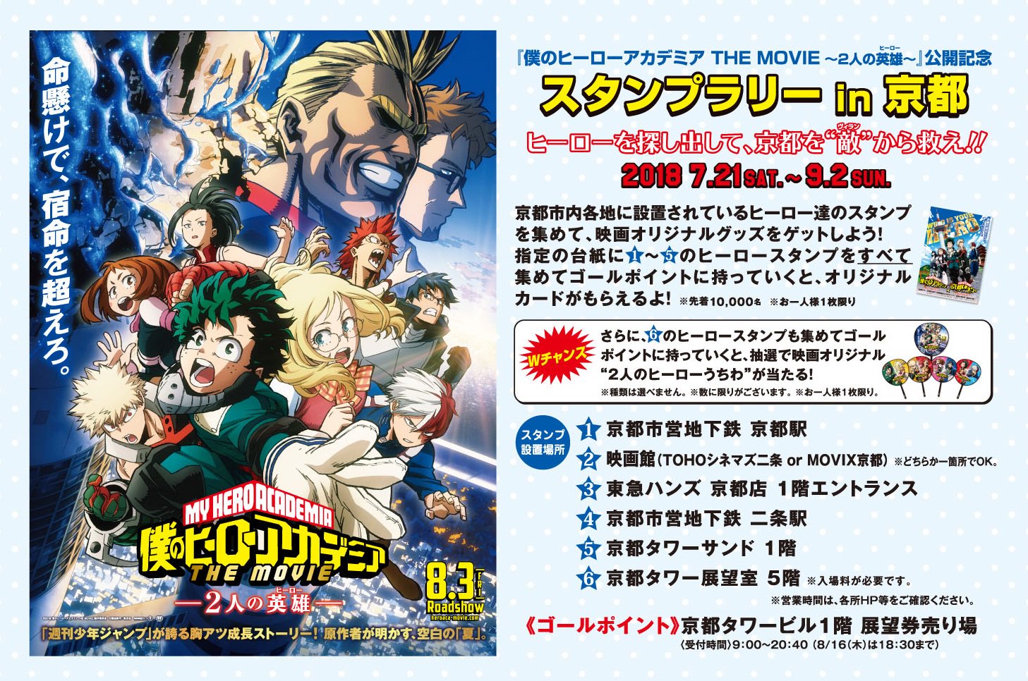 京都を ヴィラン から救え 映画公開記念スタンプラリーin京都 ヒ口ア力発信所