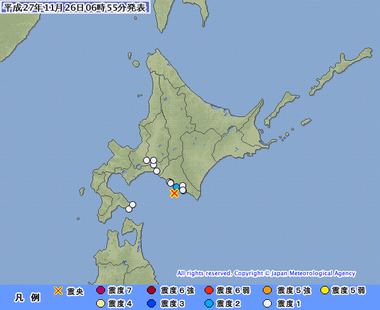浦河沖 地震 2015年11月26日0651