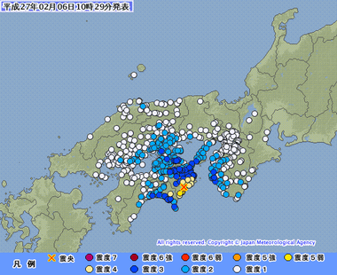 徳島県南部　地震　震度５強