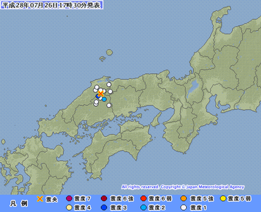 島根県東部 地震 画像 201607261727