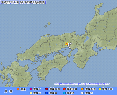 兵庫県南西部 地震 2015年11月7日0319