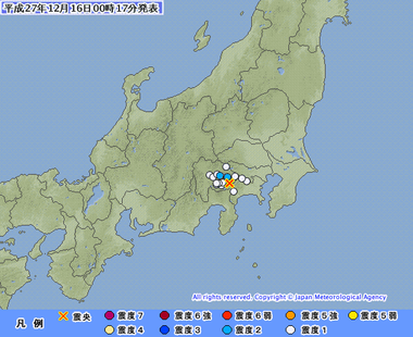 山梨県東部・富士五湖 地震 201512160013