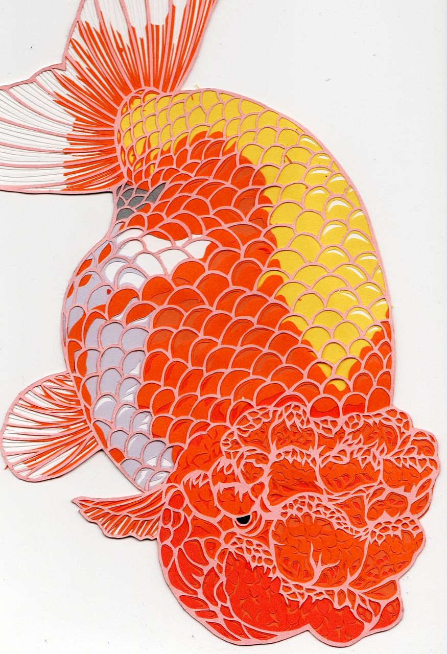 らんちゅうの色貼り完成 : 田中克樹 切重画KI・RI・E・GA