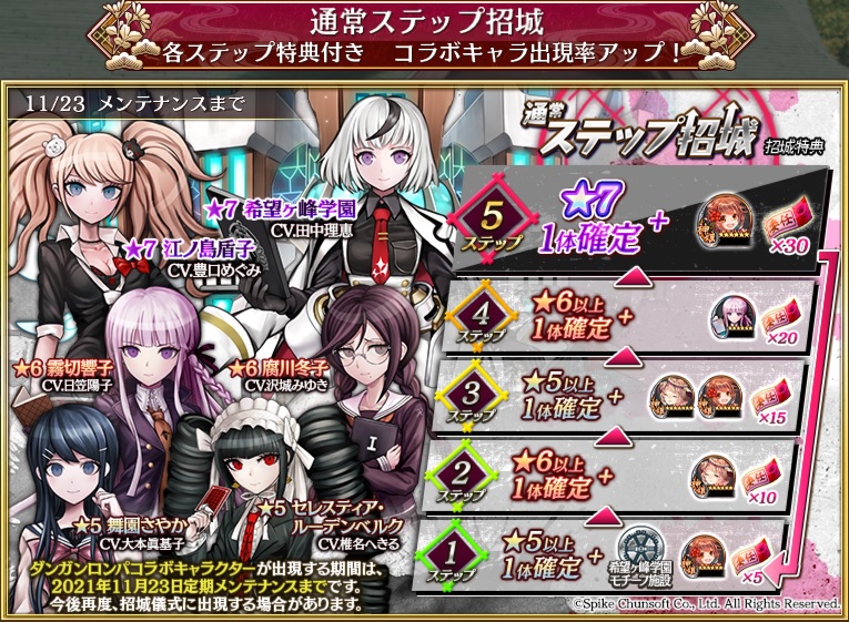 城プロ Re ダンガンロンパ通常ステップ招城引いてみた結果 日記１６６ 無課金オンラインゲーム日記