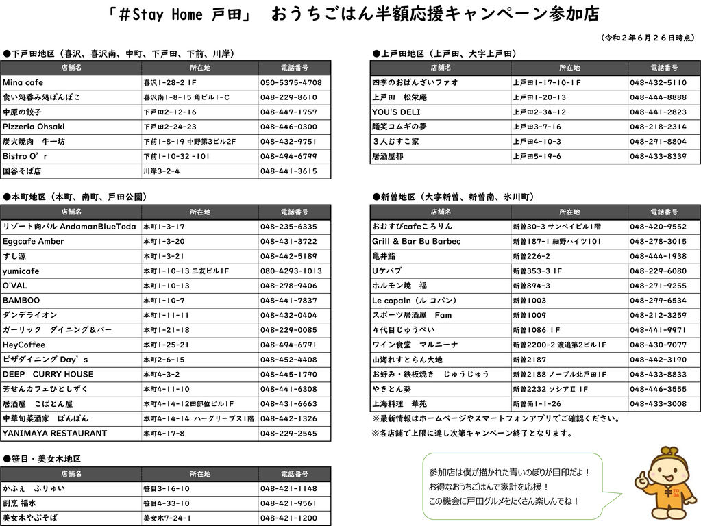 戸田 市 テイクアウト 半額