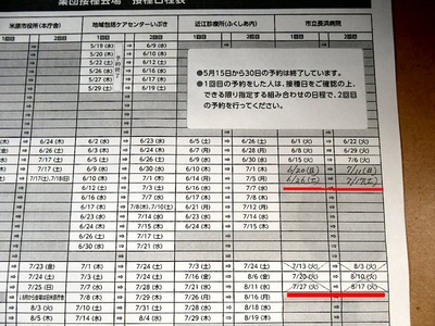 接種日程の変更