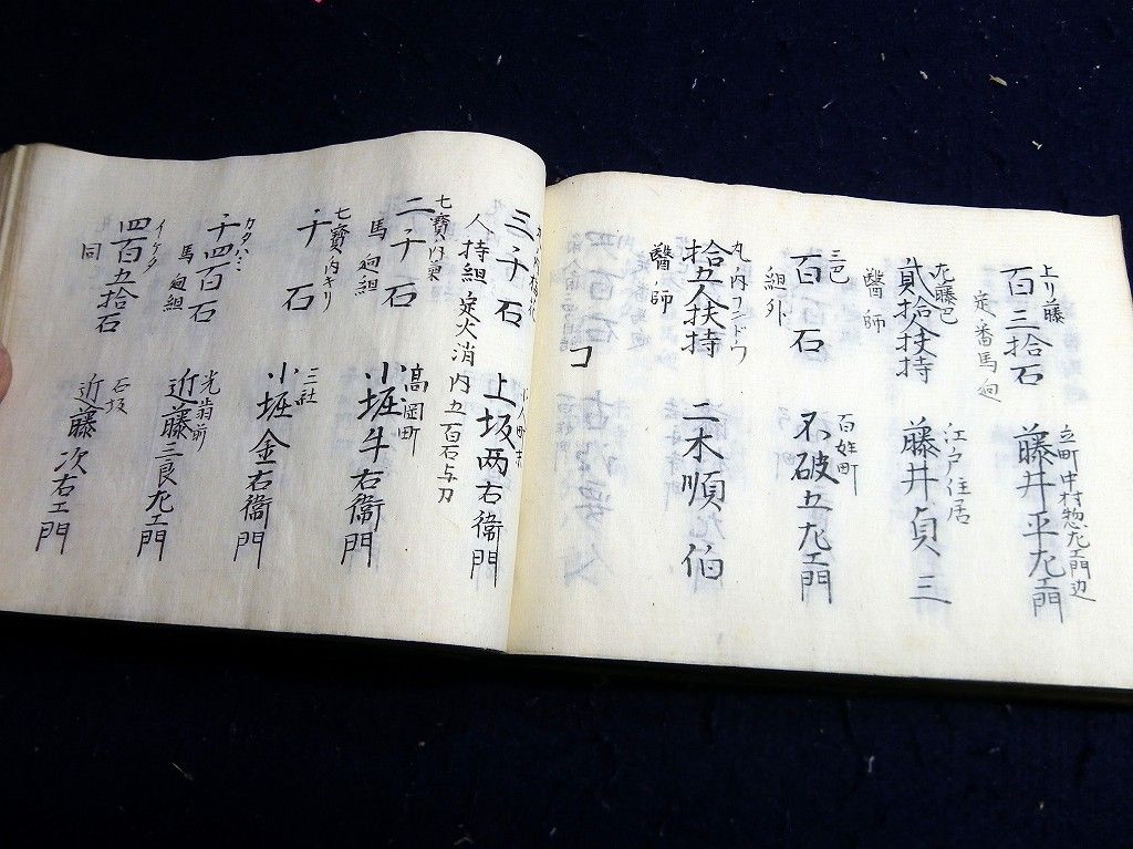 和本江戸期金沢藩前田家藩士名簿写本「加賀藩分限帳」1冊/いろは順/古書古文書/手書き 北さん堂雑記パート2