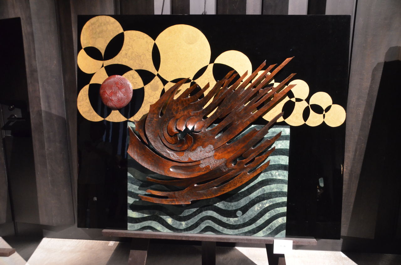 木彫　高橋貞夫　「鹿島槍ヶ岳」　日展会員 高橋 貞夫さんの森の月渡り.鹿島槍雄峰出会う、木彫オブジェの