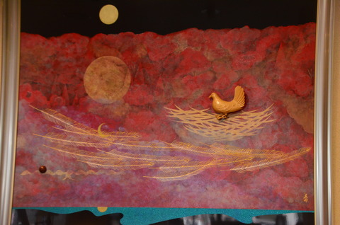 木彫　高橋貞夫　「鹿島槍ヶ岳」　日展会員 高橋 貞夫さんの森の月渡り.鹿島槍雄峰出会う、木彫オブジェの