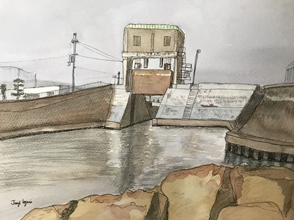 17-05「水門のある風景1」魚住潤二
