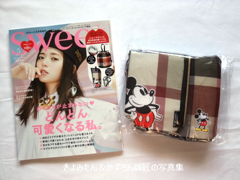 Sweet 21年5月号増刊付録 ミッキーマウスデザインの保冷保温巾着バッグ ペットボトルホルダー きよみたん かずちん師匠の写真集 ブログ