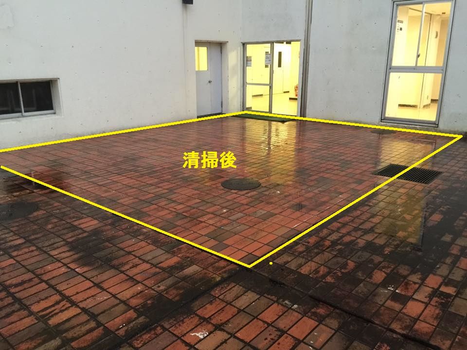 中庭のレンガ敷き清掃 その１ 東京都立清瀬東高等学校 同窓生の会