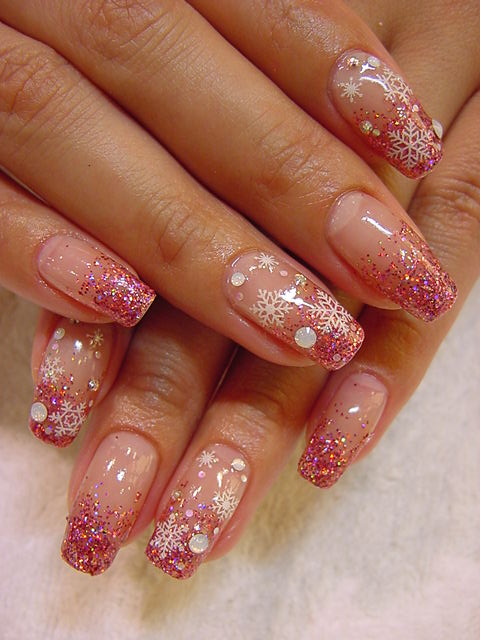 ピンクラメゲラデーション 雪の結晶アート Liberty Nail ネイル サロンブログ