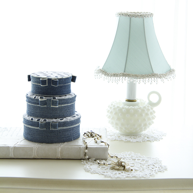 洋服リメイクの簡単カルトナージュ　～　ルピシアの紅茶缶に貼ってみよう～♪