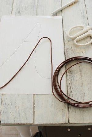 ドアサインにしたいアルファベットを紙に下書きし、太めの針金を下書きにそって型どります。