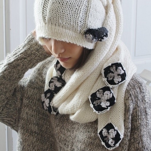 2本棒なのに輪に編める！　北欧・伝統編みの2ウェイマフラーをモバ編みで♪