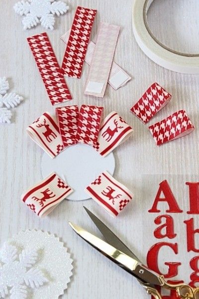 赤×白のリボンで♪ 簡単おしゃれなクリスマスディスプレイ