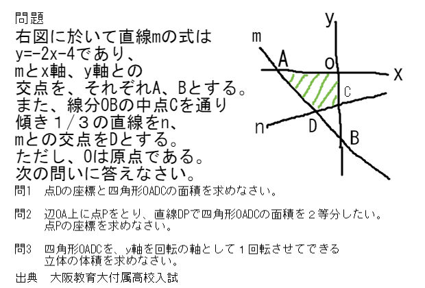 １次関数と四角形の面積 中学 数学 理科の復習サイト