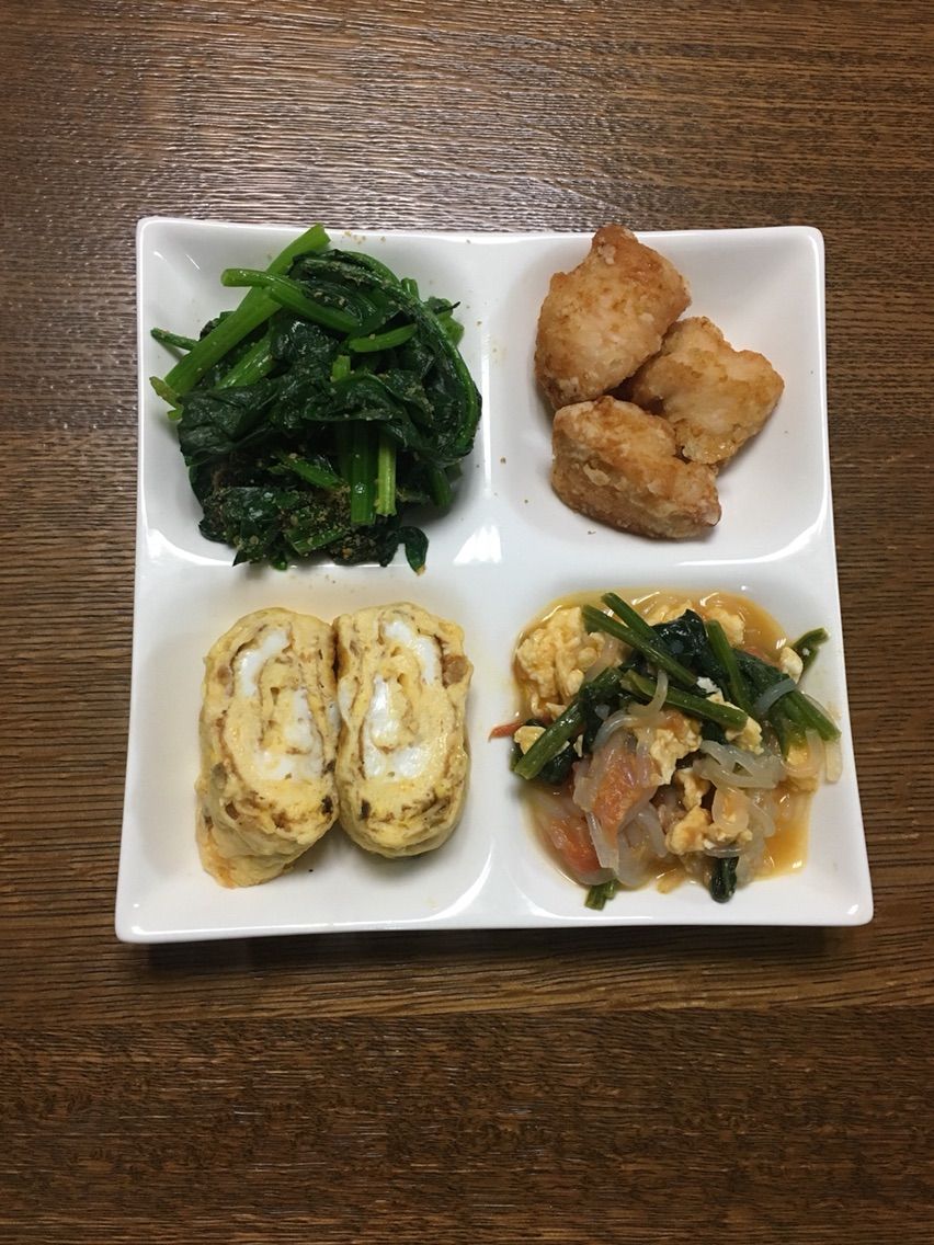 ほうれん草トマト炒り卵の糸コン 弁当父さんのランチづくり ほうれん草トマト炒り卵の糸コン 弁当父さんのランチづくり