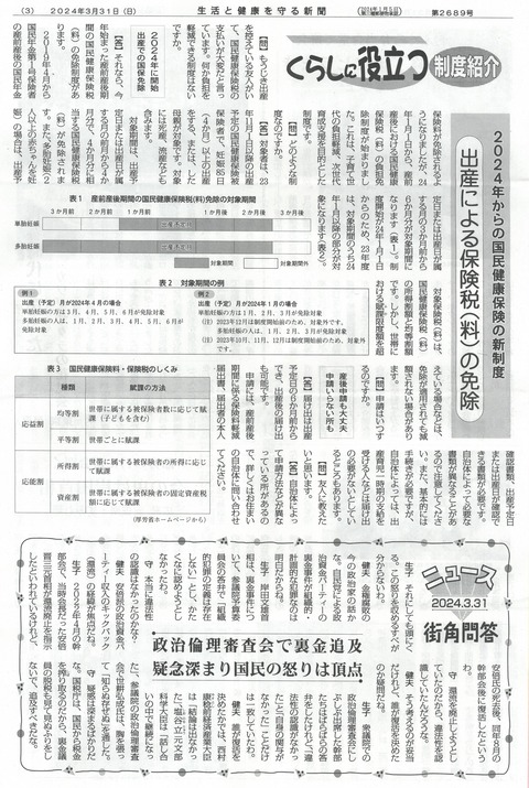生活と健康を守る新聞（2024.03.31付）