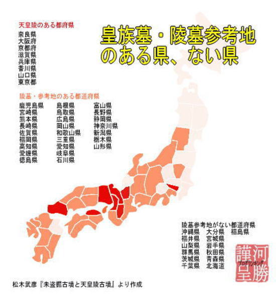 民族学伝承ひろいあげ辞典天皇陵古墳・陵墓参考地のある県、ない県一覧コメント                        kawakatu