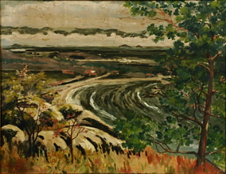 南薫造　風景　レゾネより　状態良好　新品額付 29-42：南薫造（みなみくんぞう）油彩風景画額 : 骨董・古美術品