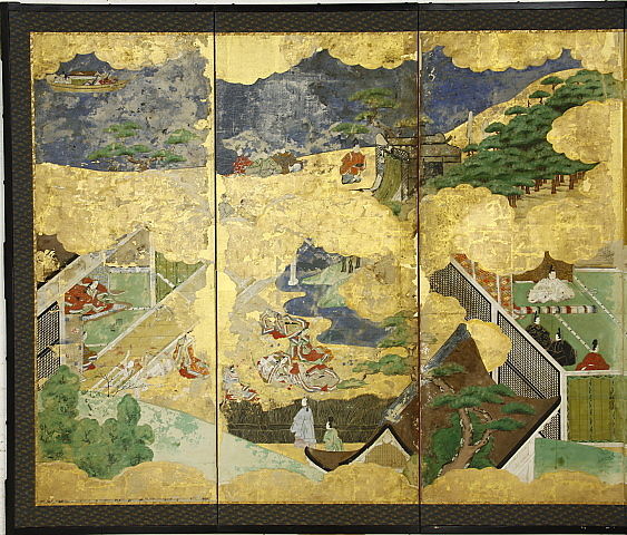 【中古】K▼屏風 六曲一隻 中国山水 古家伊三吉代 山上村綱吉 (30566) 中古】K▽屏風 六曲一隻 中国山水 古家伊三吉代 山上村綱吉 (30566