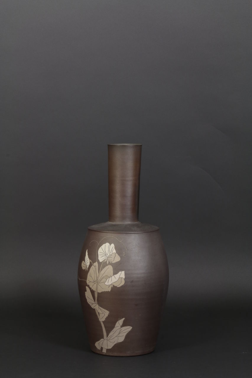 今井政之 象嵌彩塩釉花瓶 : 骨董・古美術品オークション 古裂會 ＜今日
