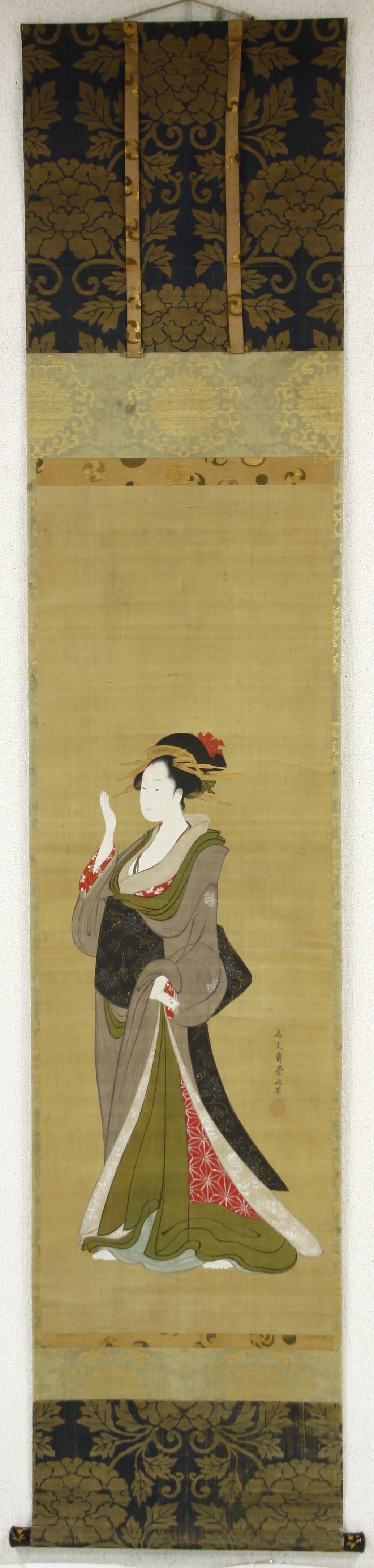 鳥文斎栄之、粧い美人図、超希少・大判画集画、新品高級額装付