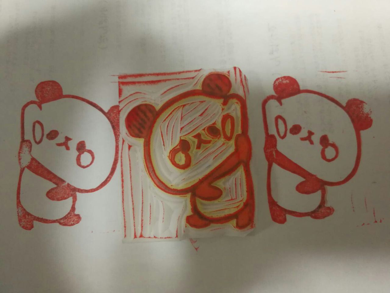 新しい ゆるキャラ になれるか もちパンダ 消しゴムハンコでキャラクター作り