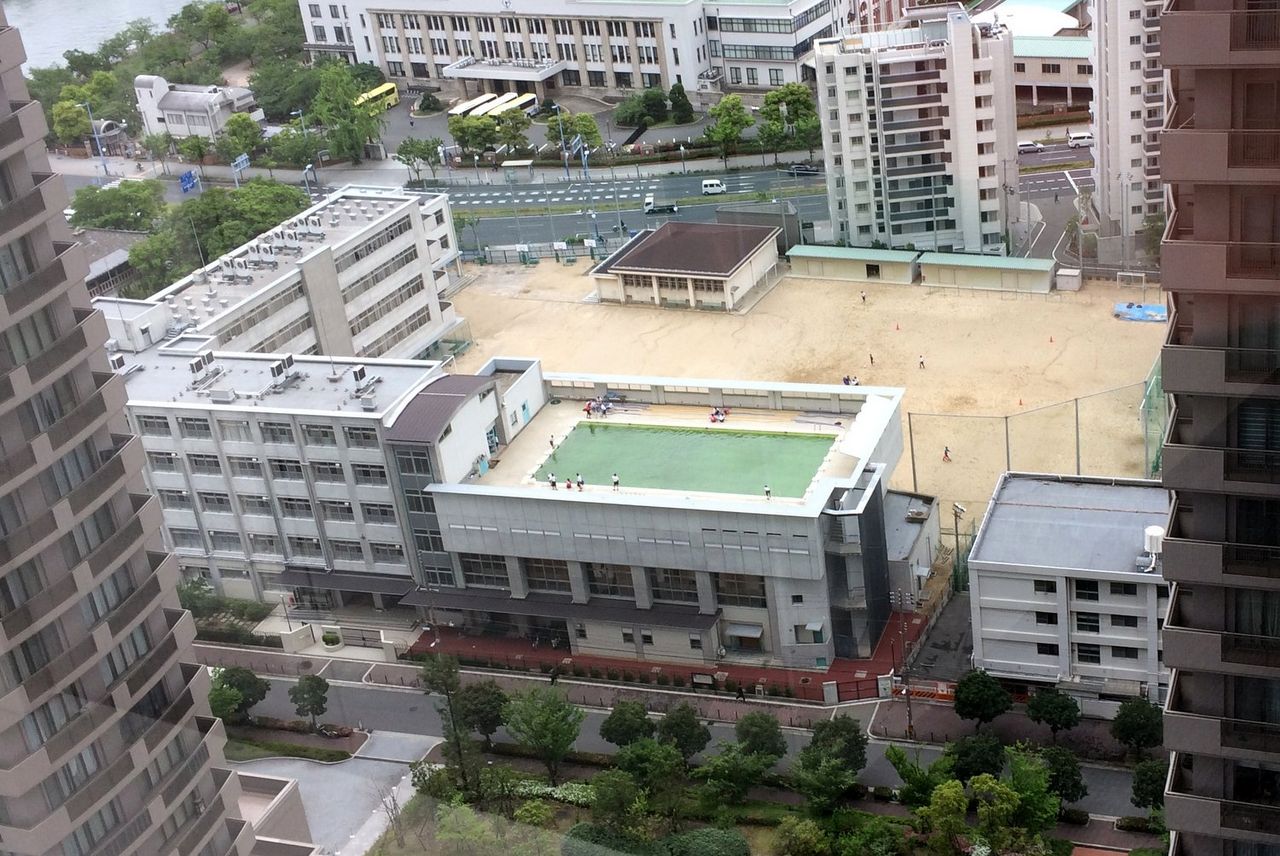 学校の屋上プール清掃 Kohの写真館