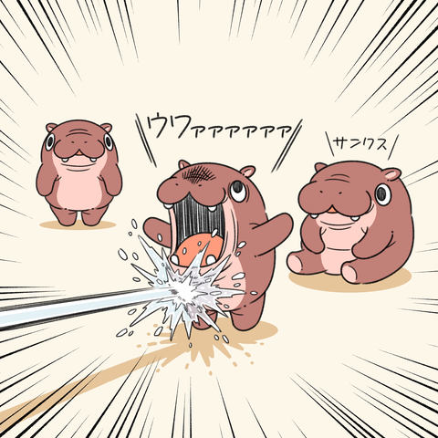 カバをかばうカバ