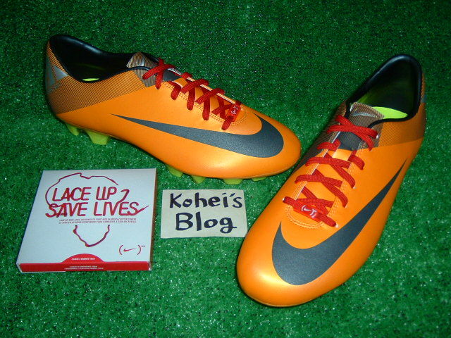 NIKE)REDシューレース＋マーキュリアルヴェイパー7 オレンジピール