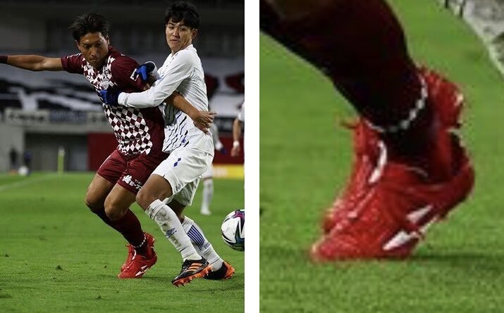 ヴィッセル神戸のMF田中順也がアドラーのスパイクを着用