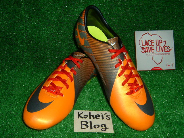NIKE)REDシューレース＋マーキュリアルヴェイパー7 オレンジピール