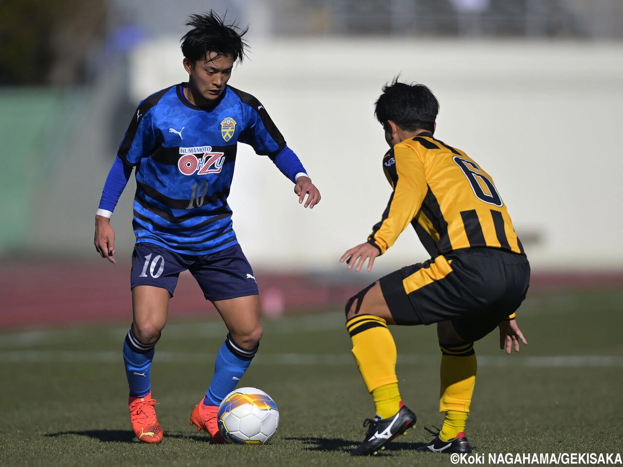 大津高校　サッカー　練習着 MOM3721]大津MF森田大智(3年)_攻撃のスイッチを入れるのは、この