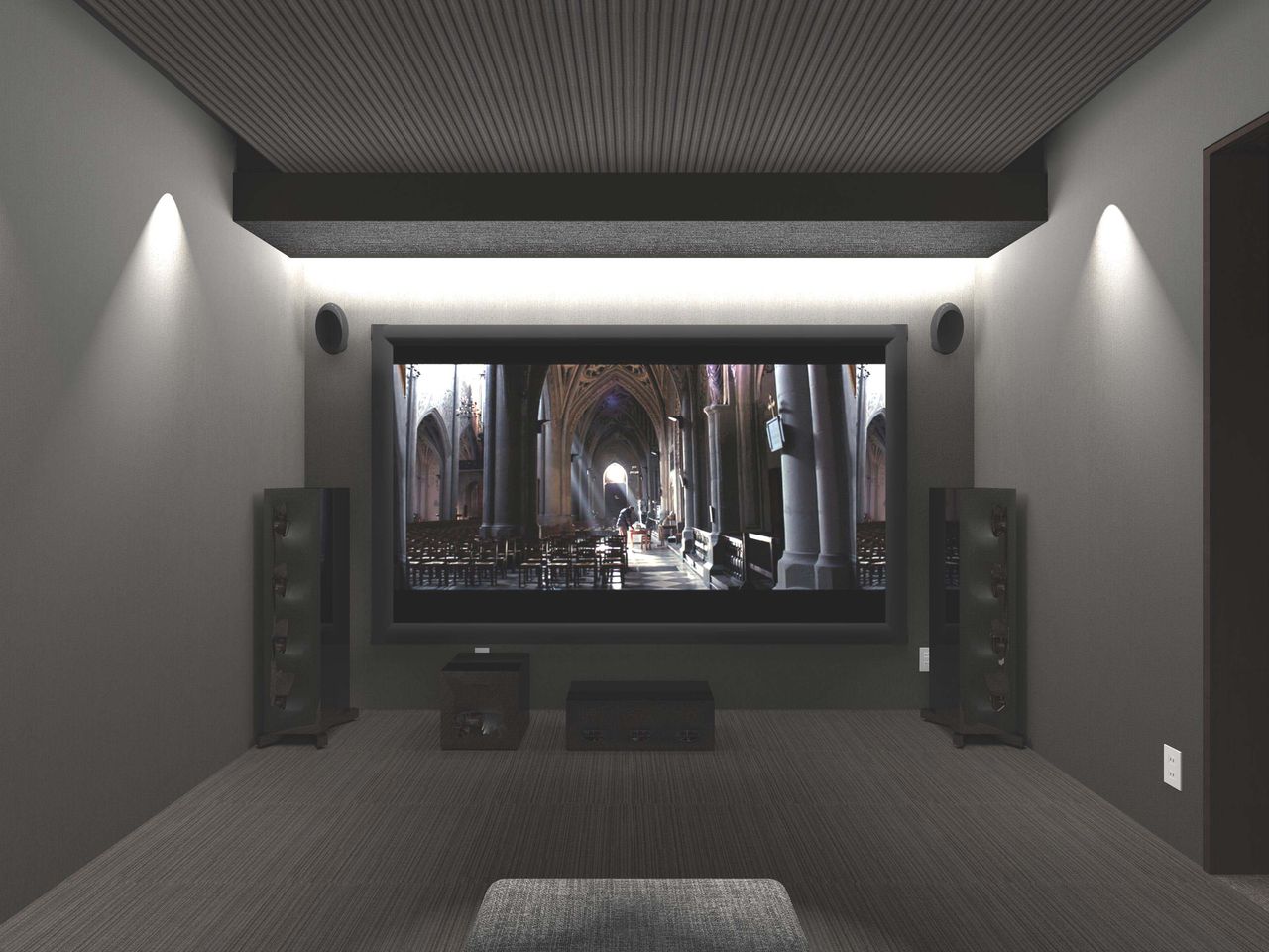 シアタールームcg 110インチか1インチか Kakuoと建てるビルトインガレージのある家