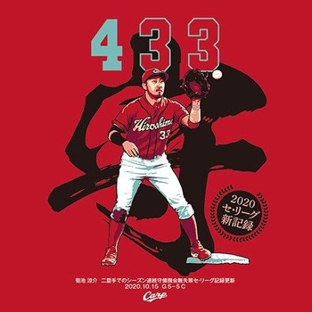 2020菊池涼介シーズン連続無失策リーグ記録Tシャツ2