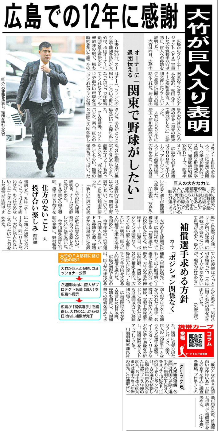 大竹巨人入り表明