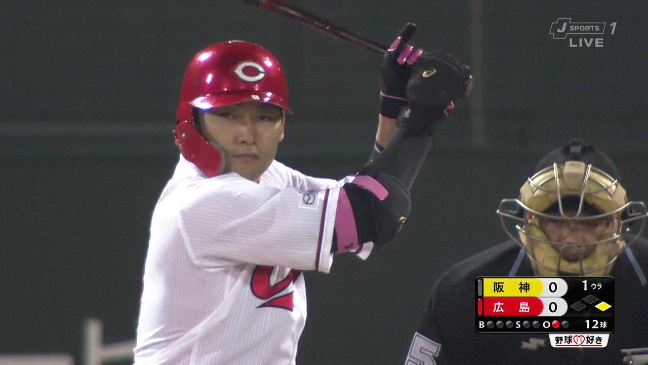 カープ丸 誠也がフェイスガードを付けて打席に 鯉速 広島東洋カープまとめブログ